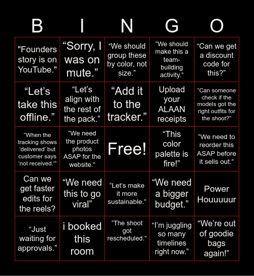 SQUATWOLF Edition Bingo Card