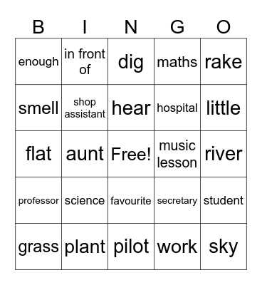 2a Lesson 70-76 Bingo Card
