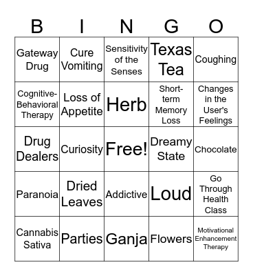 Marijuana BINGO Card