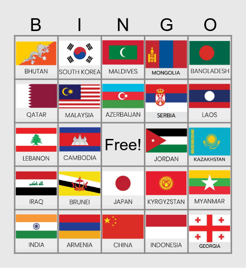 Flag Bingo Card