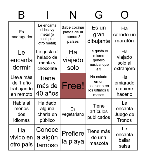 T42 bingo ES Bingo Card