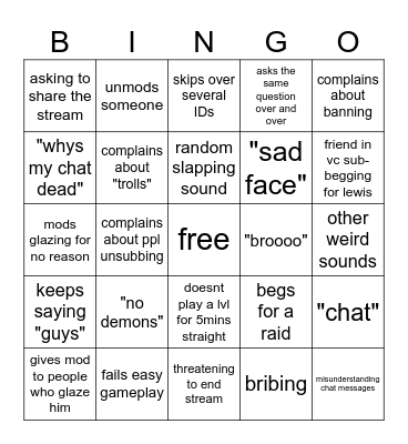 lewis stream bingo Card