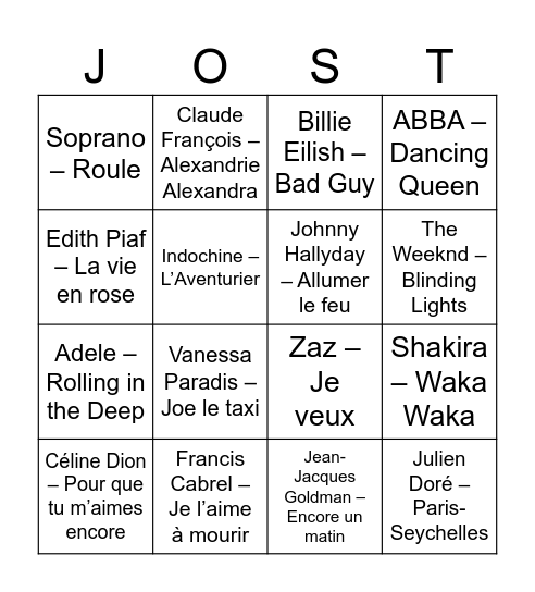 BINGO Fashion Bingo Card