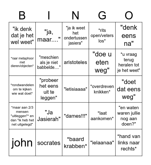 daniels Bingo Card