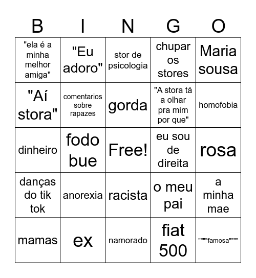Bingo da Wandinha Bingo Card