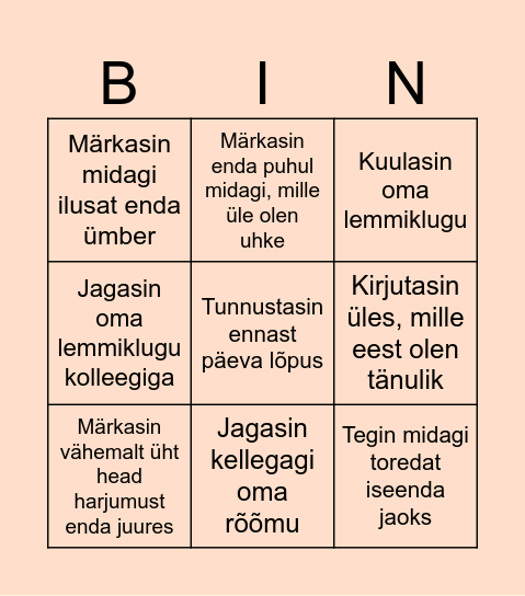 NÄDAL 4 - MEELDIVAD EMOTSIOONID Bingo Card