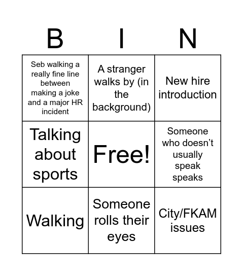 All Hands- Jazz Hands Bingo Card