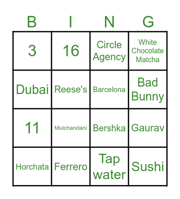 MANSI'S BDAY BINGO! Bingo Card