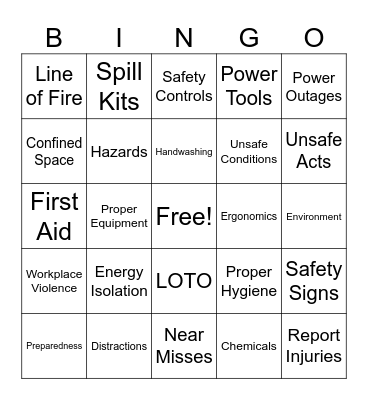 EMC Safety BINGO Card