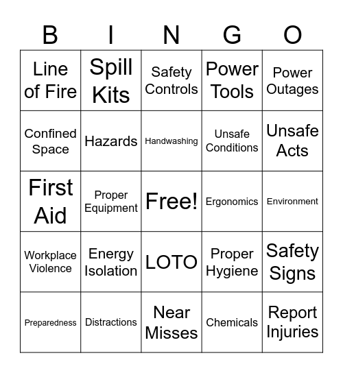 EMC Safety BINGO Card