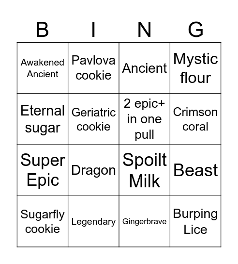 CRK GACHA BINGO Card