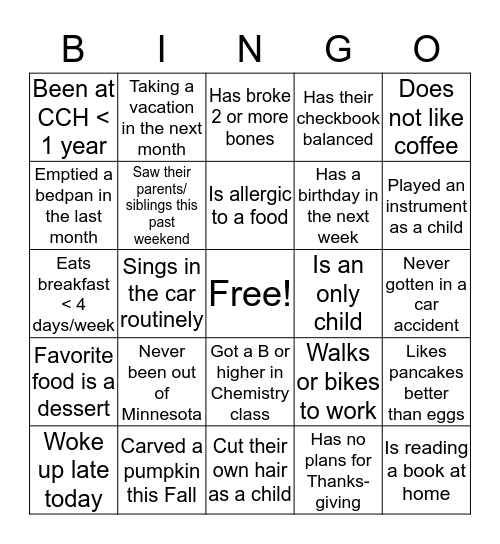 Nurse Planning Day 2016 Bingo Card