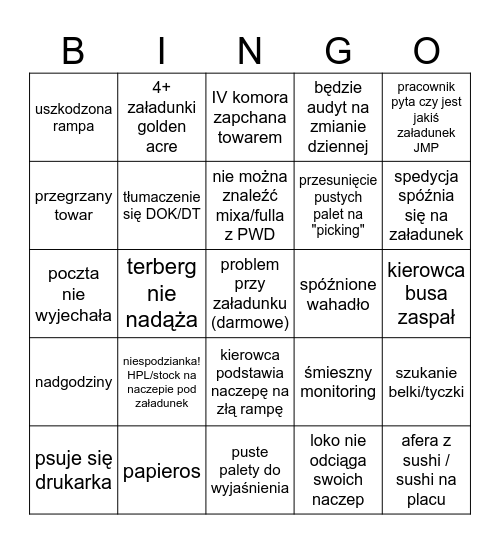 świeże bingo Card