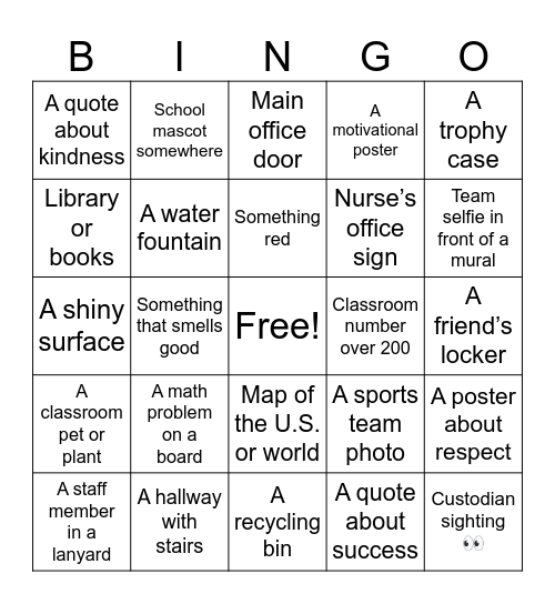 Quaker Scavenger BINGO Card