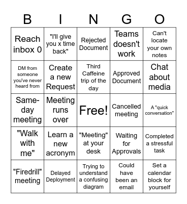 Work Bingo - dj Bingo Card
