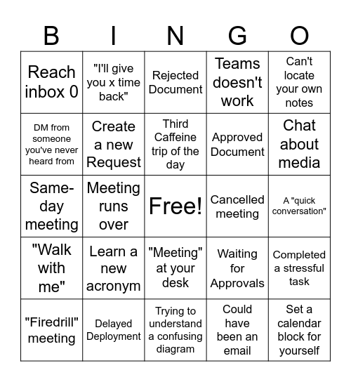 Work Bingo - dj Bingo Card