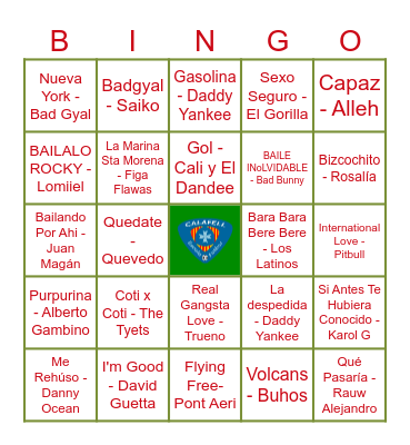 BINGO MUSICAL Bingo Card