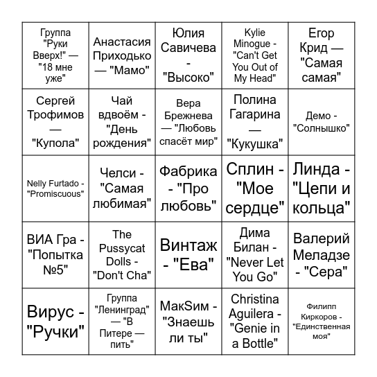 Бинго на коттедже! Bingo Card