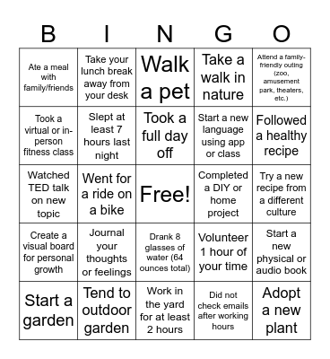 Balance & Bingo Card