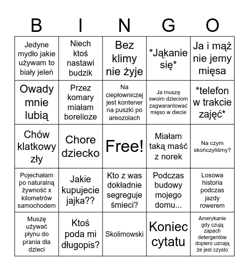 Jeżowska Bingo Card