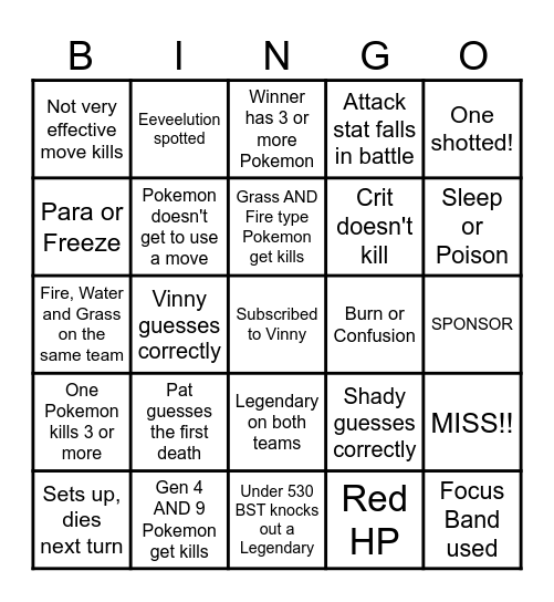 Then we fight bingo Vinny Text Bingo Card