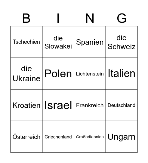 Woher kommen deine Freunden? Bingo Card