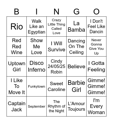 Cindy & Robin Bingo Card