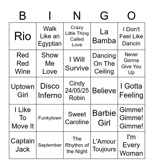 Cindy & Robin Bingo Card