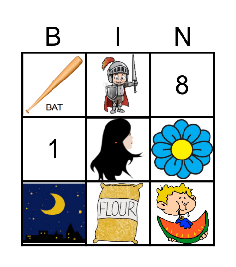 Homophones Bingo Card
