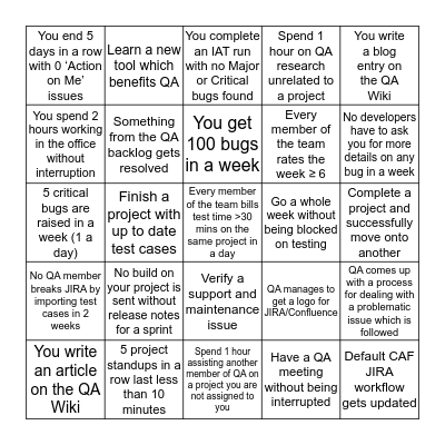 QA Bingo Card