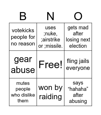 Admin abuse bingo Card