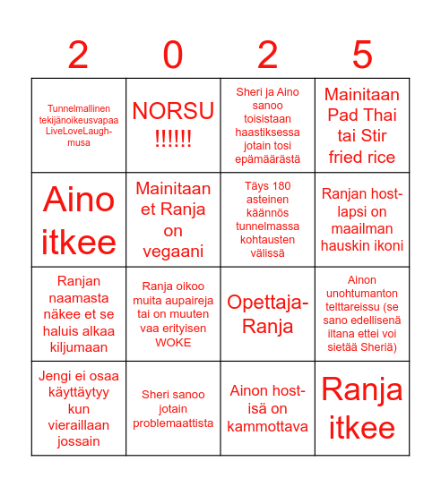 Suuri ja mahtava AuPair-Bingo & -juomapeli🥂 Bingo Card