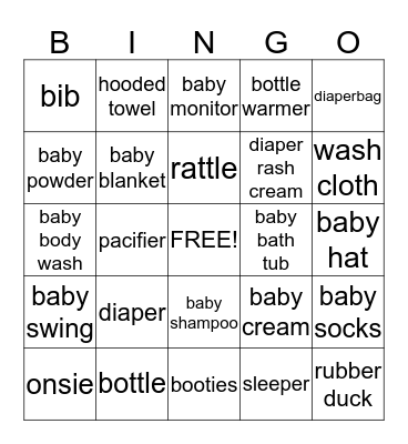 Baby BINGO Card
