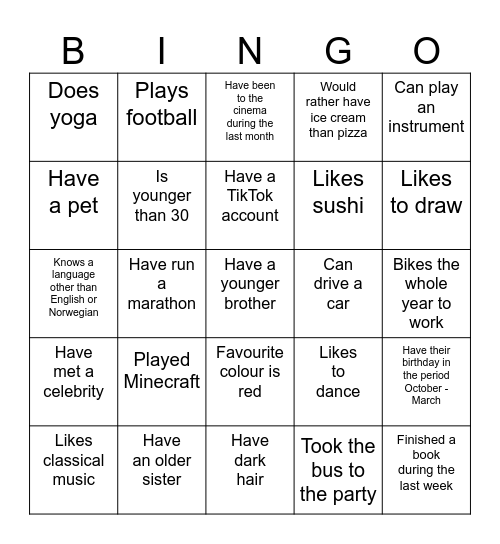 Untitled Bingo Card
