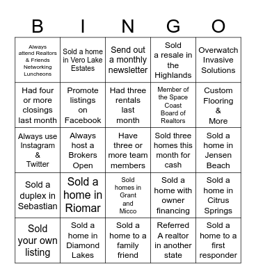REALTORS  & FRIENDS LUNCHEON Bingo Card