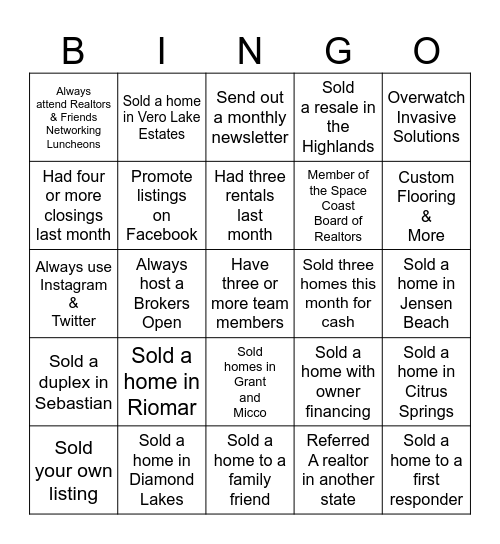 REALTORS  & FRIENDS LUNCHEON Bingo Card