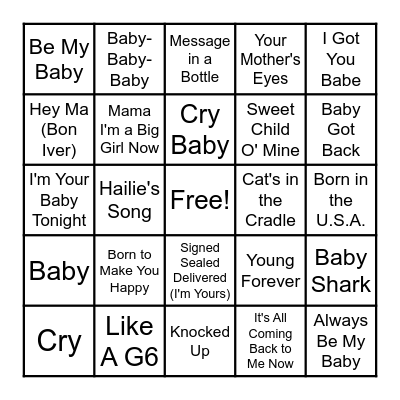 Oh Baby Bingo Card