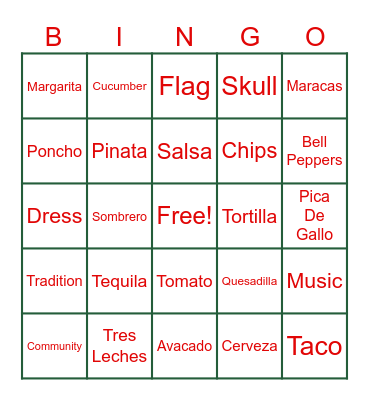 Cinco Day Mayo Bingo Card