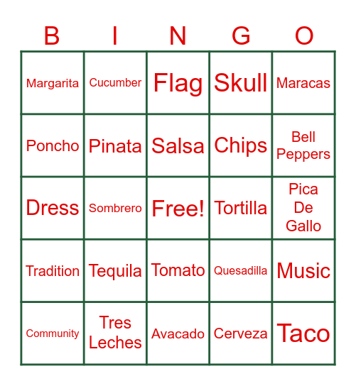 Cinco Day Mayo Bingo Card