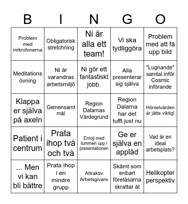 Arbetsmiljödagen Bingo Card