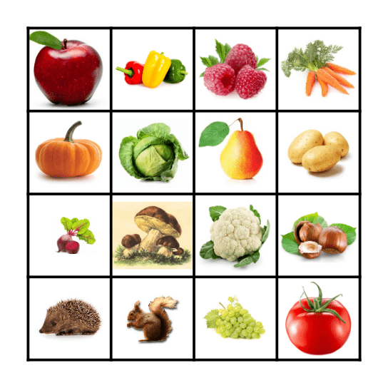 JESIENNE WARZYWA I OWOCE Bingo Card