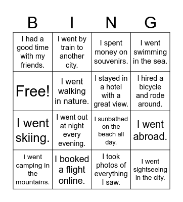 Vacation bingo 2025 Bingo Card