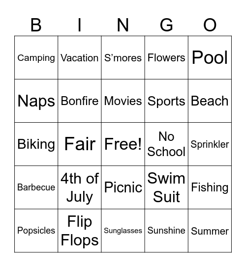 Summer Bingo Card