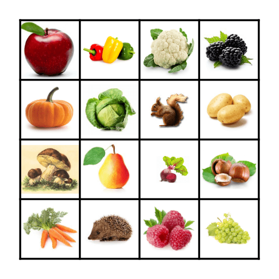 JESIENNE WARZYWA I OWOCE Bingo Card