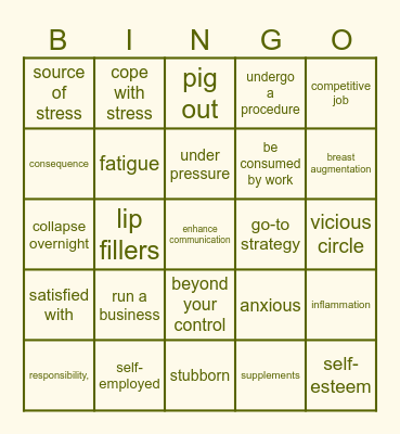 Revision Bingo Card