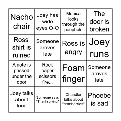 Friends Bingo Card