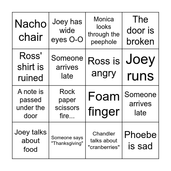 Friends Bingo Card