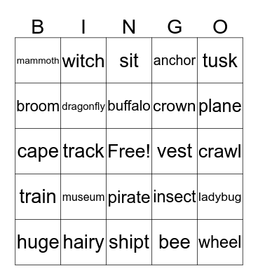 Reading Rookie 1 Chpt 8-12 Bingo Card