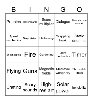 Bingo Game Jam #1 Bingo Card