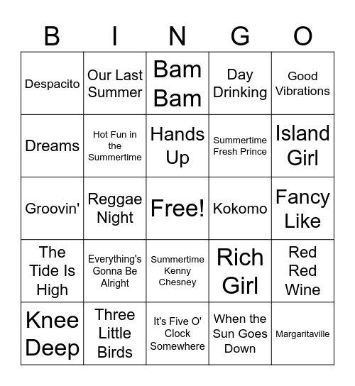 Beach Vibes Bingo Card